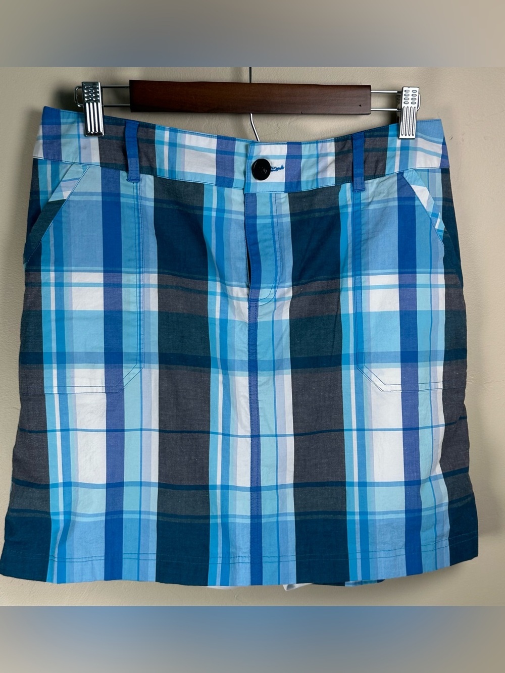 Christopher & Banks Women’s Size 6 Blue Plaid Skort Coastal Preppy